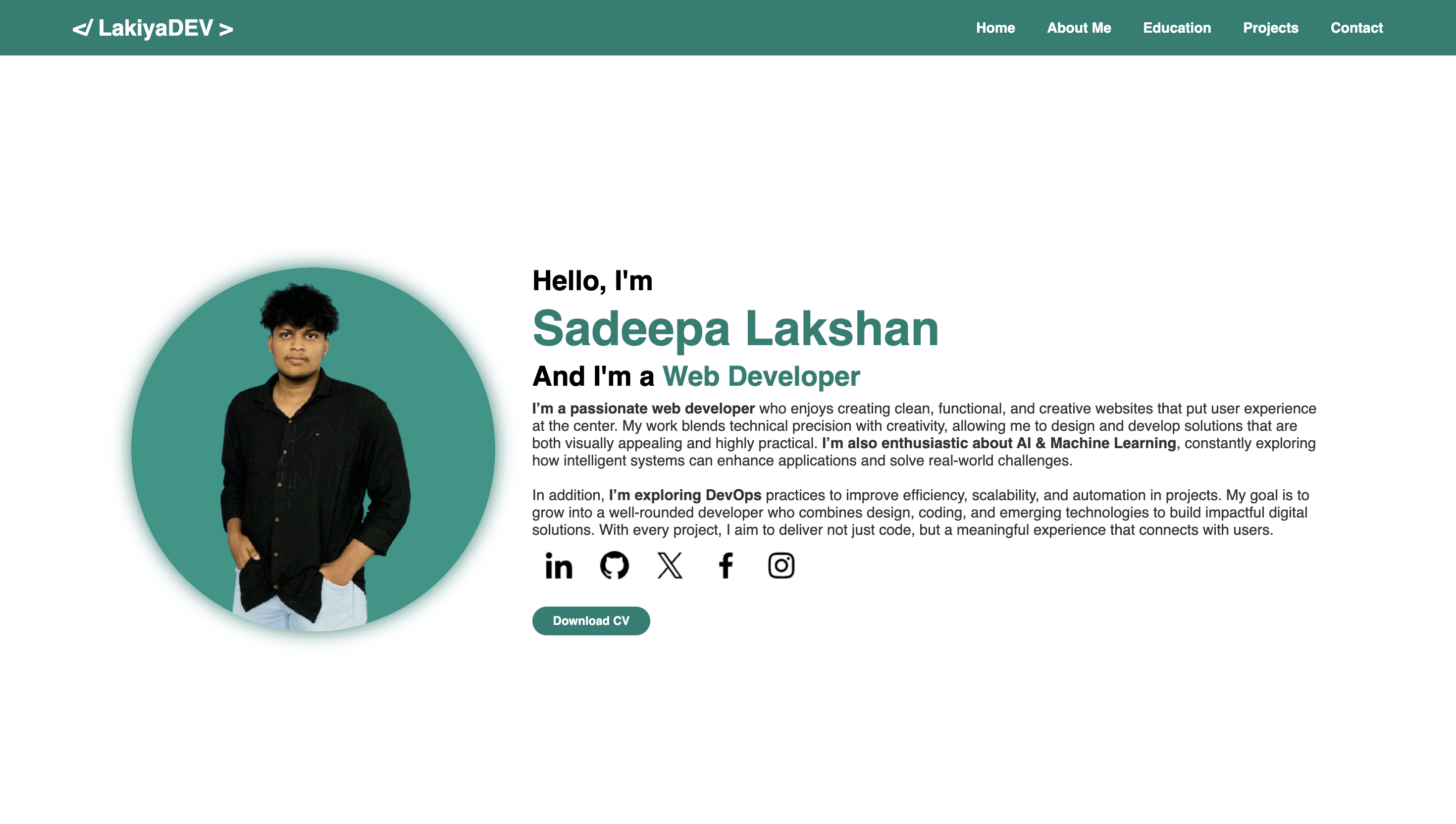 Portfolio Website Project Image