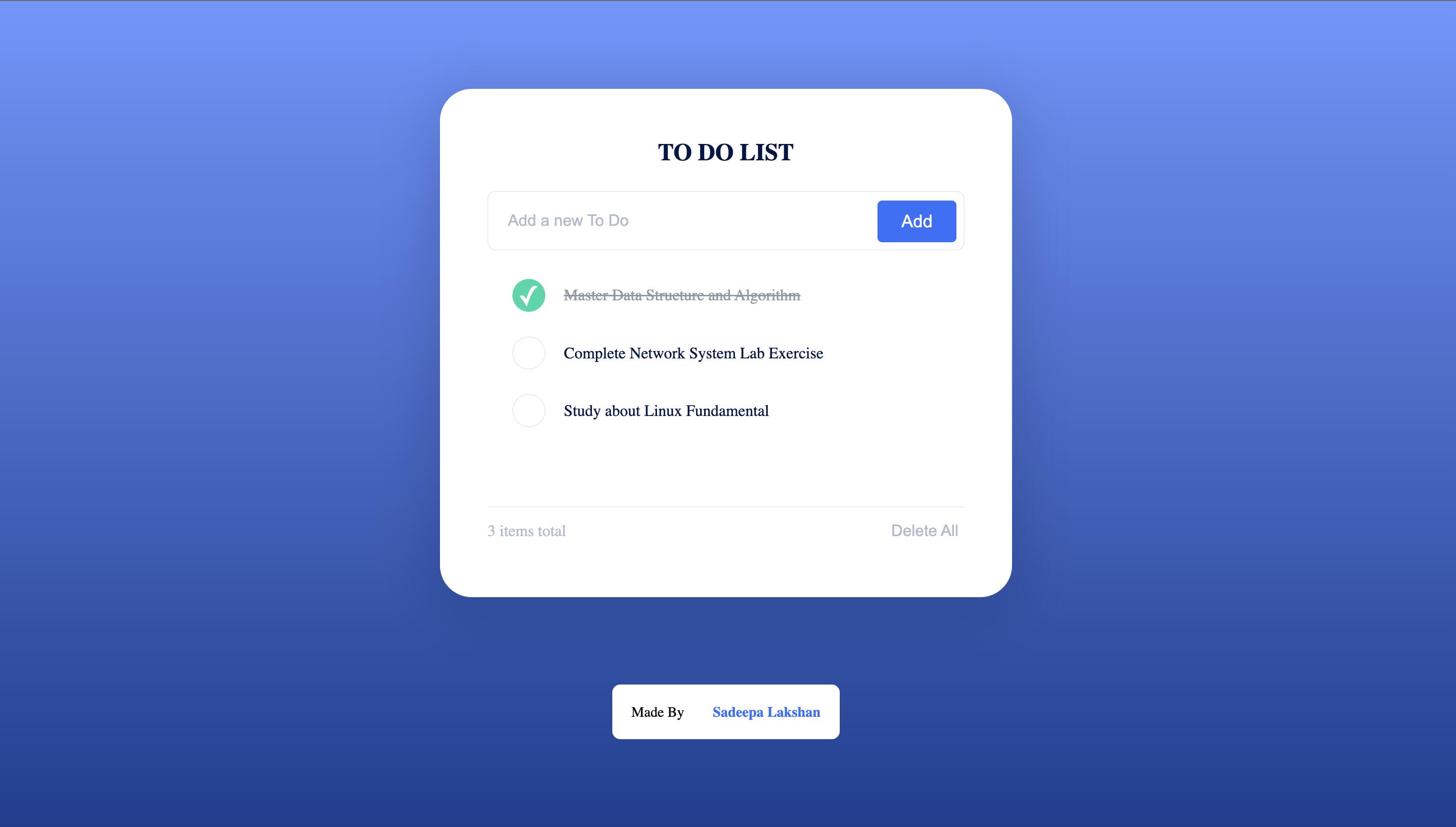 To-Do List Application Project Image